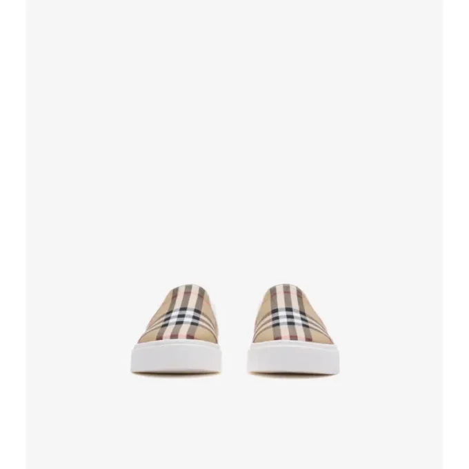 Adidași slip-on din bumbac cu imprimeu în carouri
