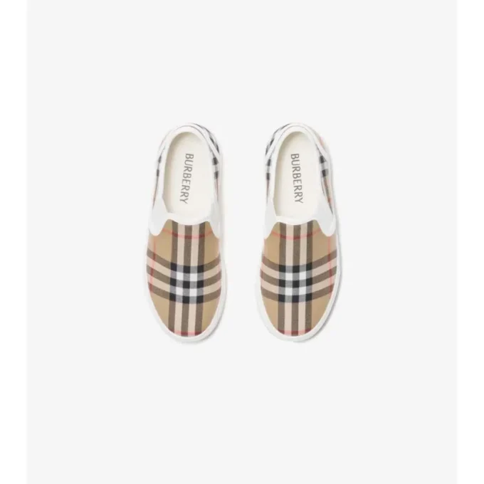 Adidași slip-on din bumbac cu imprimeu în carouri
