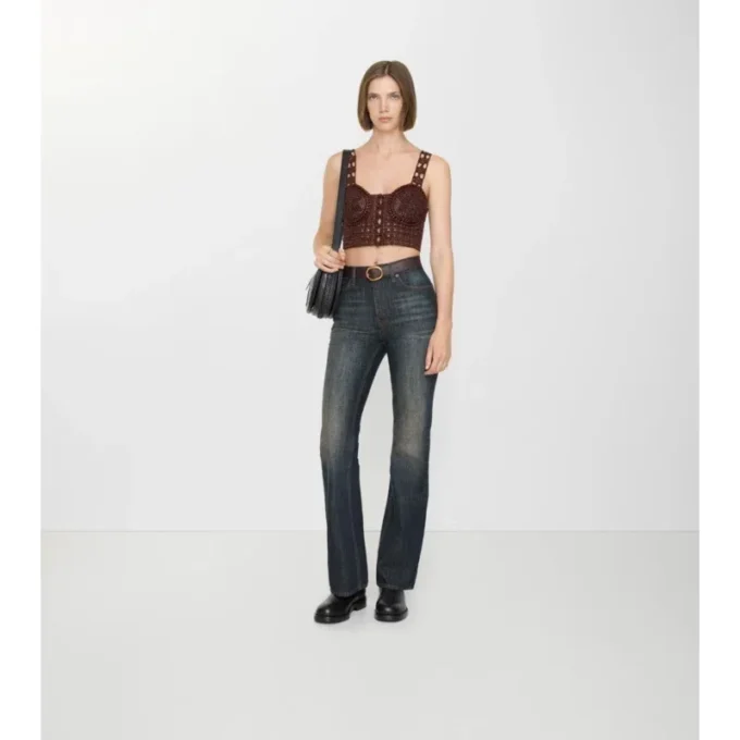 Blugi bootcut cu talie înaltă