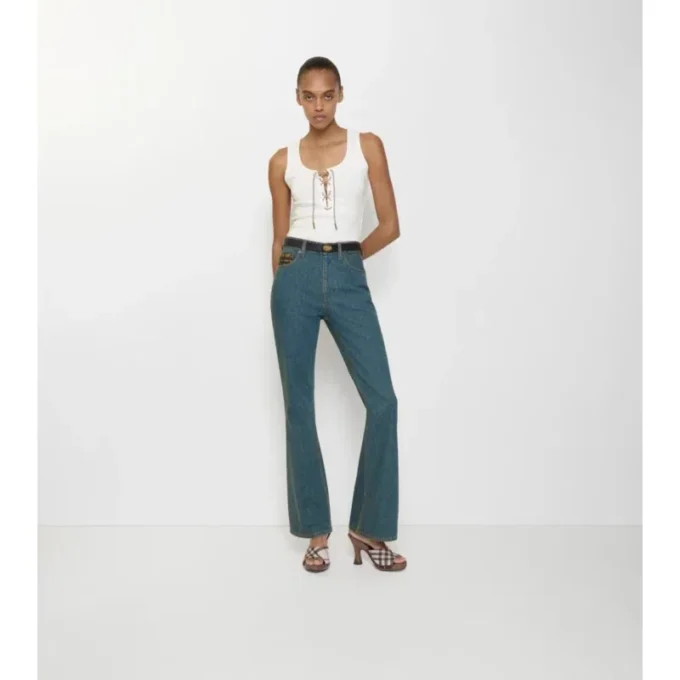 Blugi bootcut cu talie înaltă