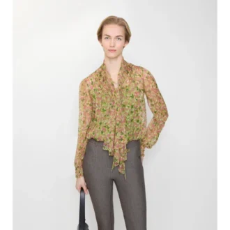 Bluză din mătase cu imprimeu floral delicat