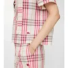 Bluză scurtă din bumbac cu model în carouri Bluză scurtă din bumbac cu model în carouri