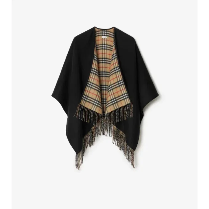 Cape reversibilă din lână cu model în carouri