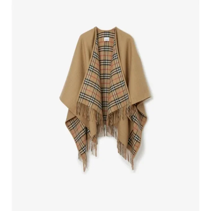 Cape reversibilă din lână cu model în carouri Cape reversibilă din lână cu model în carouri