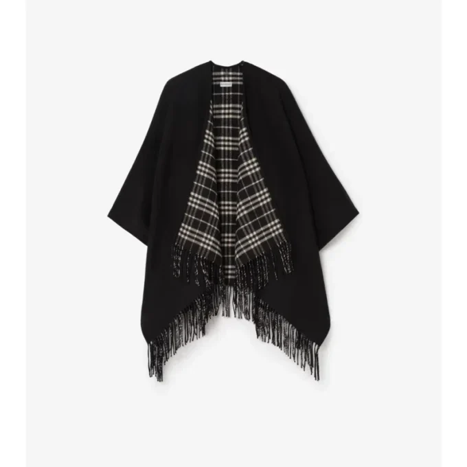 Cape reversibilă din lână cu model în carouri Cape reversibilă din lână cu model în carouri