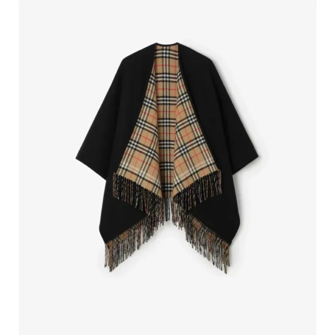 Cape reversibilă din lână cu model în carouri Cape reversibilă din lână cu model în carouri