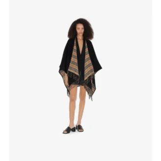 Cape reversibilă din lână cu model în carouri