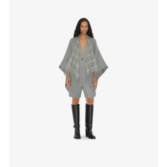 Cape reversibilă din lână cu model în carouri