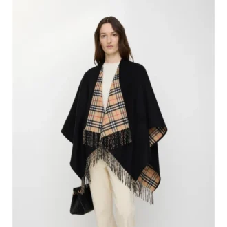 Cape reversibilă din lână cu model în carouri
