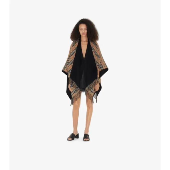 Cape reversibilă din lână cu model în carouri