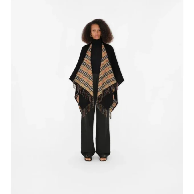 Cape reversibilă din lână cu model în carouri
