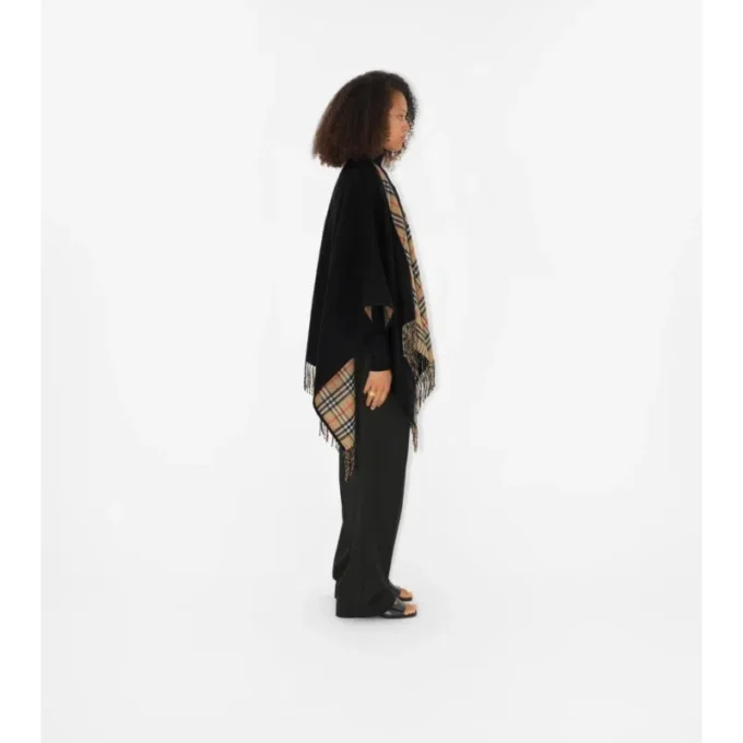 Cape reversibilă din lână cu model în carouri