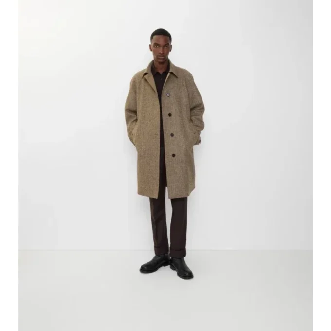 Car Coat de lână Burberry cu model în zig-zag Car Coat de lână Burberry cu model în zig-zag