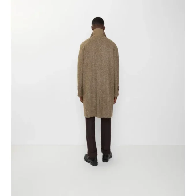 Car Coat de lână Burberry cu model în zig-zag Car Coat de lână Burberry cu model în zig-zag