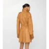 Car Coat scurt din piele cu franjuri