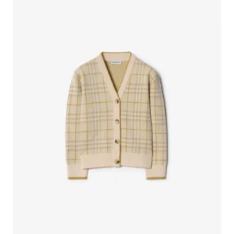Cardigan din amestec de lână cu imprimeu în carouri metalice
