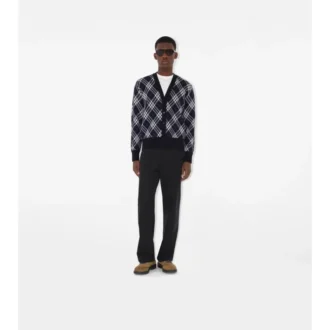 Cardigan din amestec de lână cu model în carouri