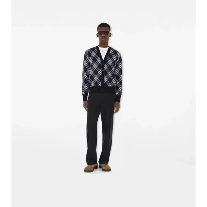 Cardigan din amestec de lână cu model în carouri