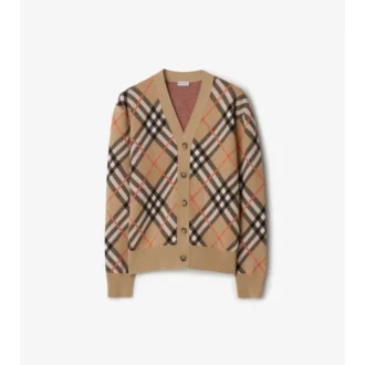 Cardigan din amestec de lână și mohair cu model în carouri