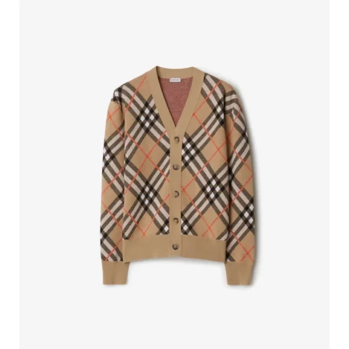 Cardigan din amestec de lână și mohair cu model în carouri