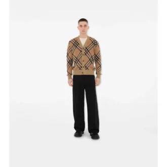 Cardigan din amestec de lână și mohair cu model în carouri