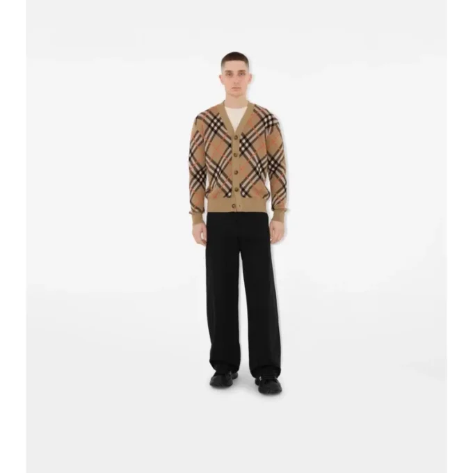 Cardigan din amestec de lână și mohair cu model în carouri