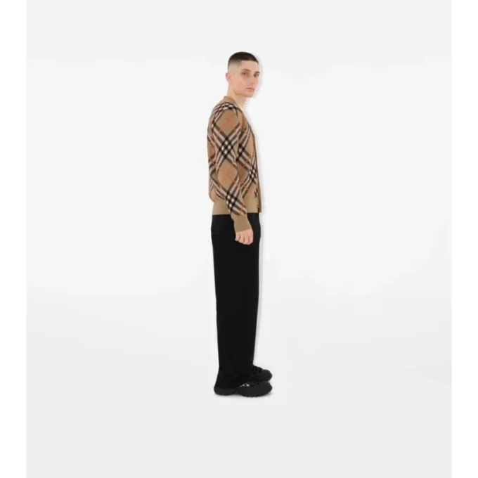 Cardigan din amestec de lână și mohair cu model în carouri