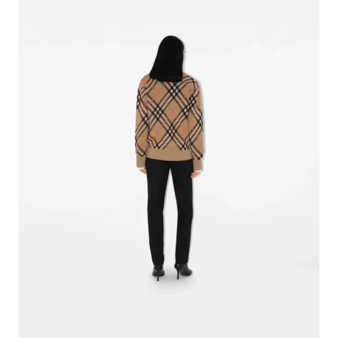 Cardigan din amestec de lână și mohair cu model în carouri