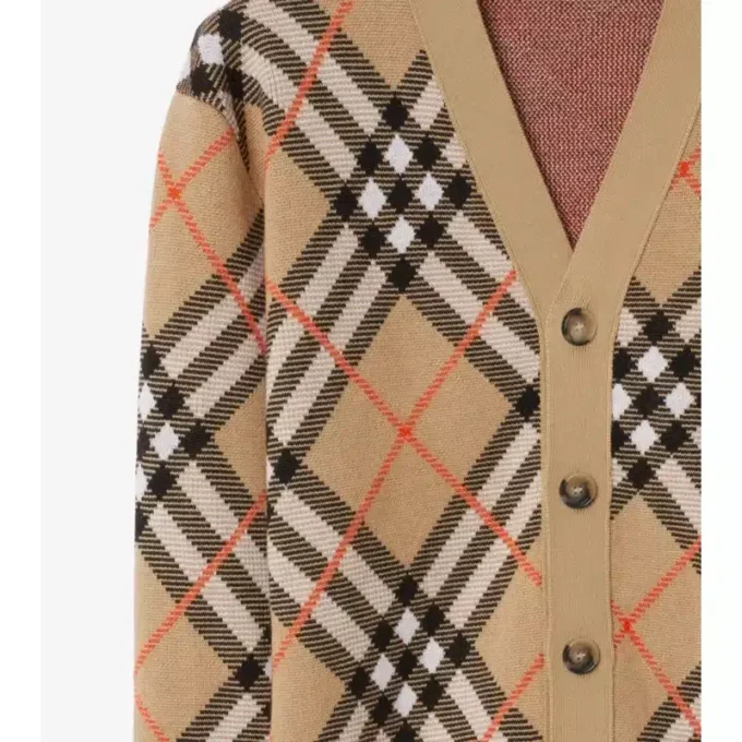 Cardigan din amestec de lână și mohair cu model în carouri