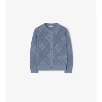 Cardigan din bumbac tricotat cu model Pointelle