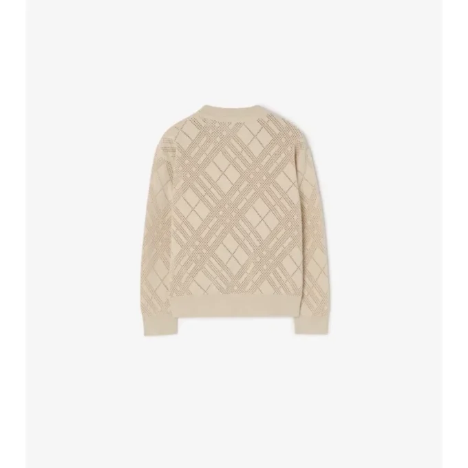 Cardigan din bumbac tricotat cu model Pointelle