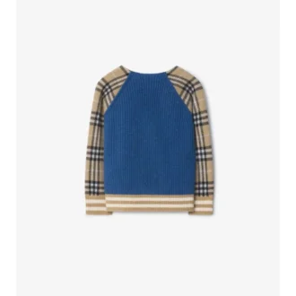 Cardigan din lână cu fermoar și model în carouri
