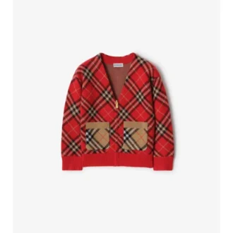 Cardigan din lână cu model în carouri