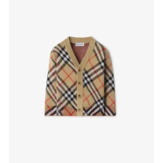 Cardigan din lână cu model în carouri