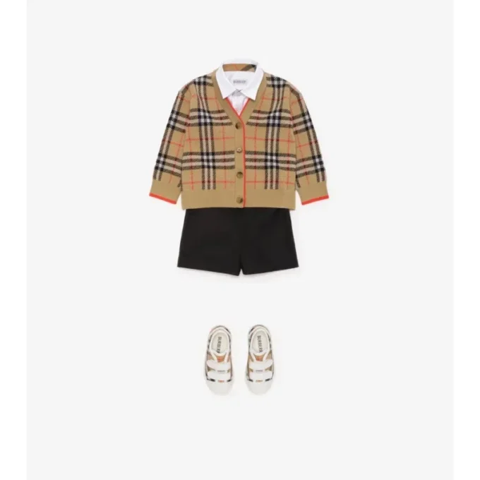 Cardigan din lână cu model în carouri Cardigan din lână cu model în carouri
