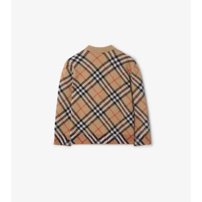 Cardigan din lână cu model în carouri Cardigan din lână cu model în carouri