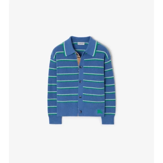 Cardigan din lână de bumbac cu dungi Cardigan din lână de bumbac cu dungi