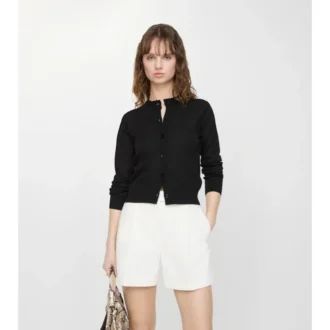 Cardigan din lână și mătase cu model în carouri