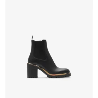 Cizme Chelsea cu toc gros din piele