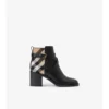 Cizme cu toc din piele și model Burberry