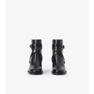Cizme cu toc din piele și model Burberry