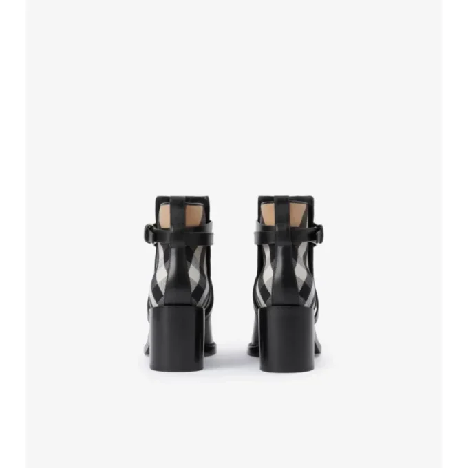 Cizme cu toc din piele și model Burberry
