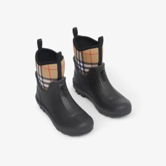 Cizme de ploaie din neopren și cauciuc cu model Vintage Check