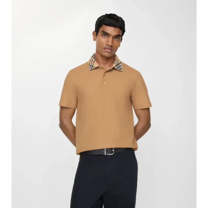 Cămășă polo din bumbac cu guler în carouri