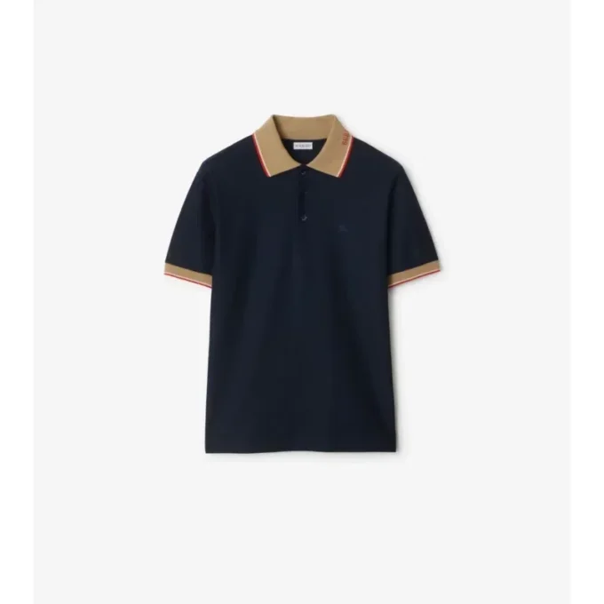 Cămășă polo din bumbac cu logo pe guler Cămășă polo din bumbac cu logo pe guler
