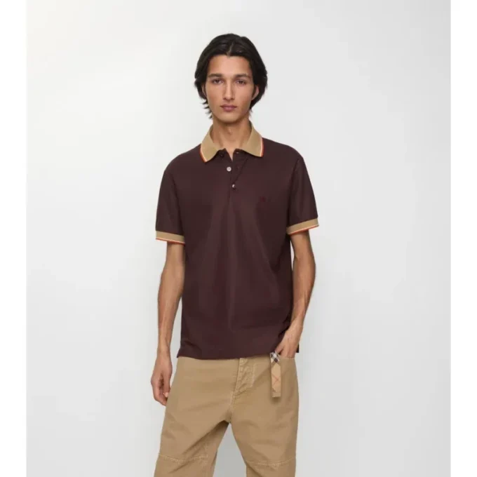 Cămășă polo din bumbac cu logo pe guler Cămășă polo din bumbac cu logo pe guler