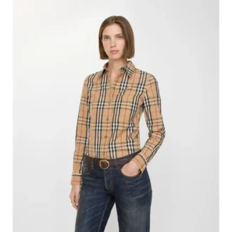 Cămașă din bumbac elastic cu model în carouri