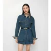 Fustă mini din denim plisată Fustă mini din denim plisată
