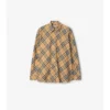 Cămașă din flanel de bumbac cu carouri, croială lejeră Cămașă din flanel de bumbac cu carouri, croială lejeră