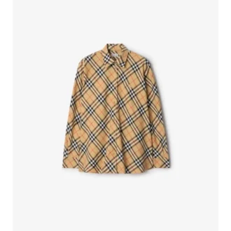 Cămașă din flanel de bumbac cu carouri, croială lejeră